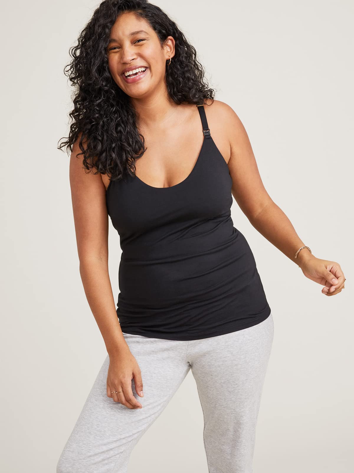 HATCH Clip Down Nursing Tank Top - Easy Access Nursing Tank Tops with Built in Bra - Adjustable Front Strap Maternity Tank Top for Flexible Support - On The Go or in Bed - Black, Small