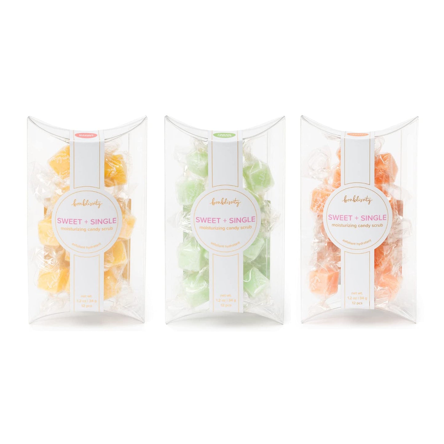 Bonblissity Sugar Scrub Candy 36pcs, For Exfoliating Hands, Feet Turns into Lotions l Sweet Satsuma, Mango Sorbet, Fresh Lemongrass