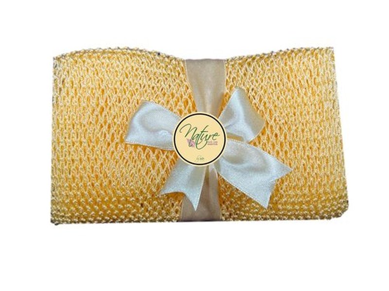 Nature by EJN - Net Bath Sponge, Long, Skin Exfoliation, African, Porous (Golden Apricot)