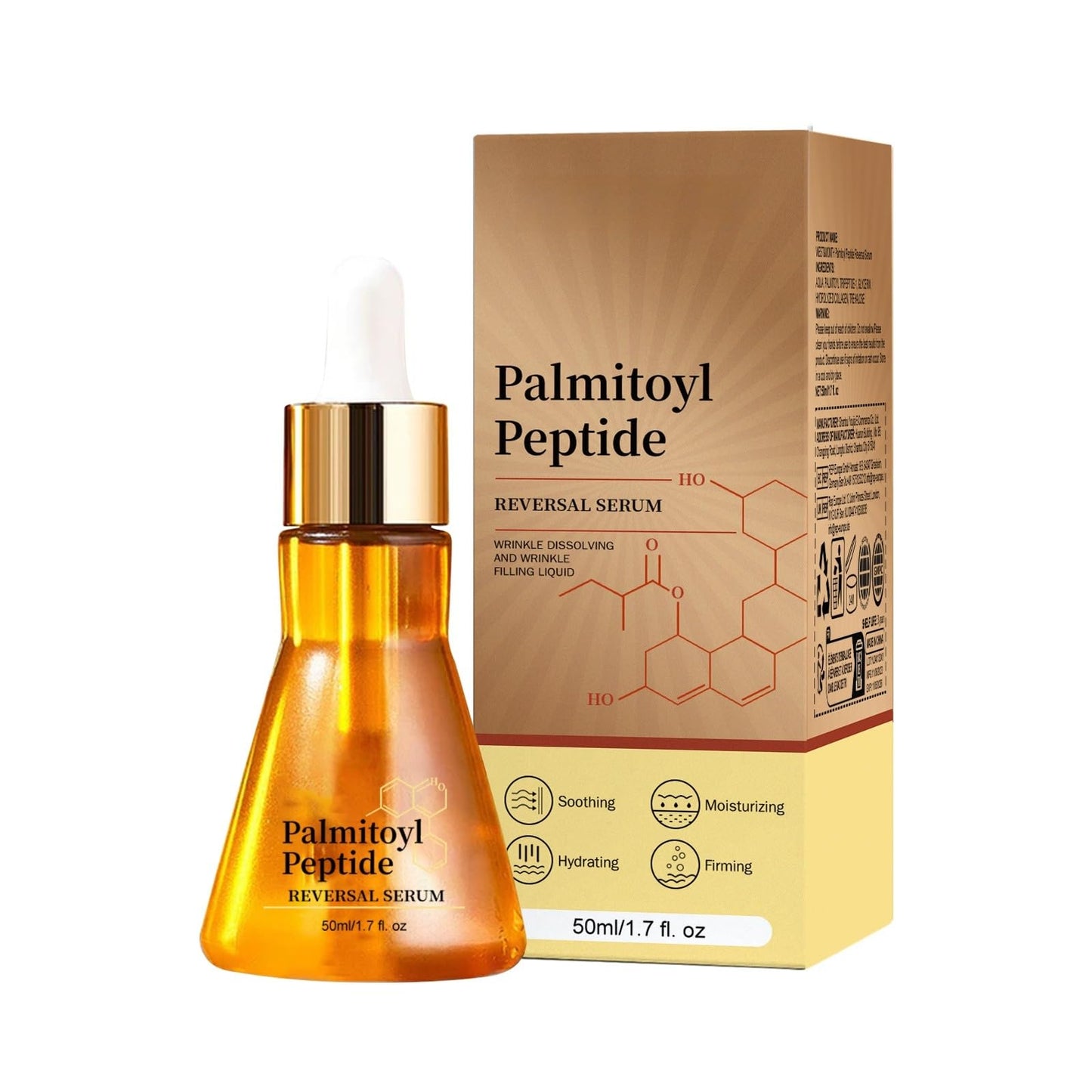 Palmitoyl Peptide Reversal Serum – Anti-Wrinkle, Anti-Grain, Moisturizing & Firming – 50ml (1.7oz) – Wrinkle Dissolving & Skin Hydrating Essence for Youthful Skin (1pcs)