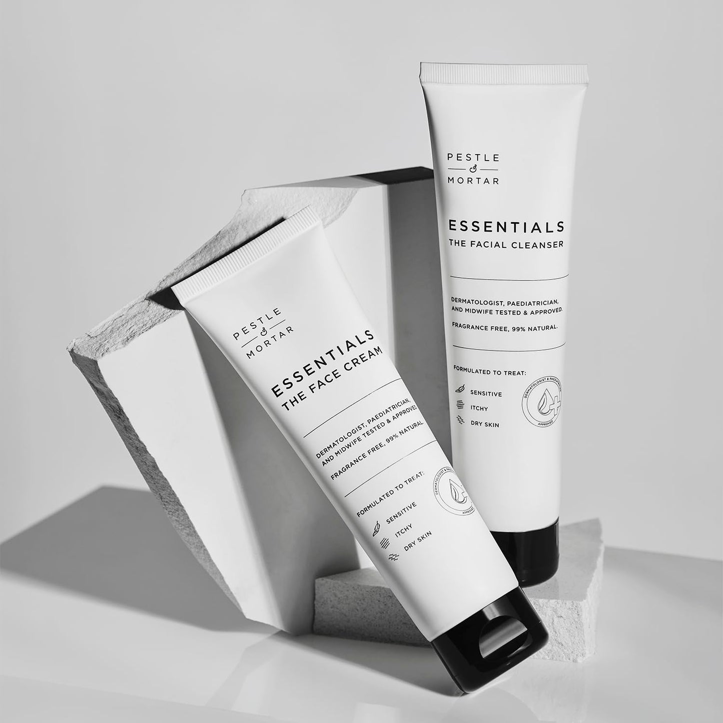 Pestle & Mortar Essentials THE FACIAL CLEANSER - Cleanses and calms skin without stripping natural oils for itchy sensitive skin, Fragrance-Free 3.38 Fl Oz.
