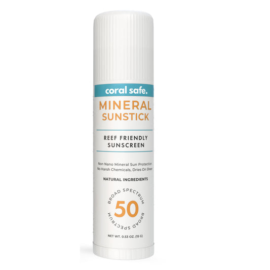 Coral Safe SPF 50 Face Stick Sunscreen, Hawaii & Mexico Approved, Biodegradable, Zinc, Vitamin E, Oxybenzone & Octinoxate Free, Water Resistant, Natural Ingredients, Made in USA by Coral Safe