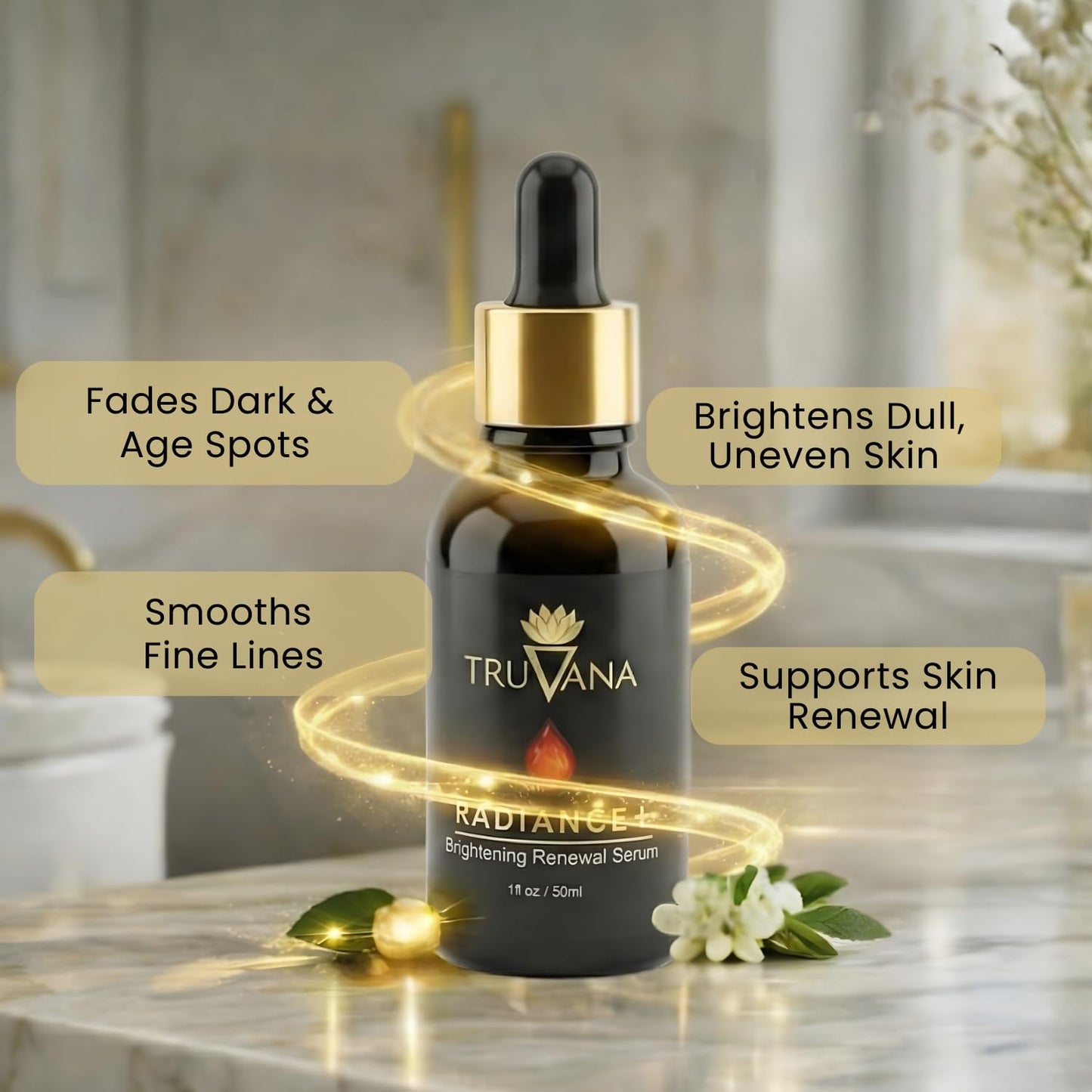Radiance + Brightening Serum Vitamin C, Niacinamide, Hyaluronic Acid, Retinol, Alpha Arbutin, Kojic Acid, Peptides, RadianSkin Fades Dark Spots, Evens Tone, Smooths Fine Lines Anti Aging Serum 1 fl oz