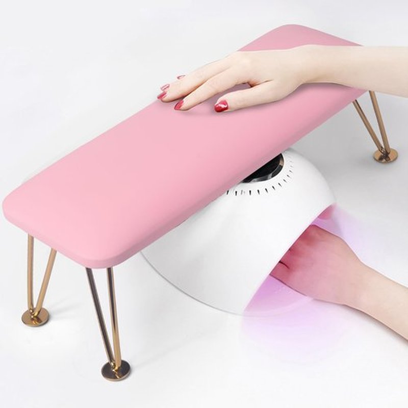 Merterfly Arm Rest for Nails, Sturdy Nails Arm Rest for Nail Tech with Space for Nail Lamp, Reduces Back Pain, Easy Clean Hand Rest for Manicures and Pedicures (Pink)