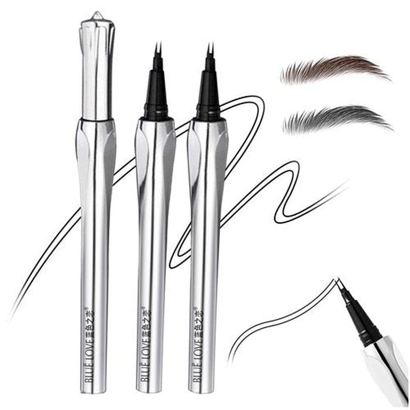 BLUE LOVE 2PCS Two-Prong Eyebrow Pen, Upgrade 2 Tipped Eye Brow Pencils for Women, Waterproof Lasting All-Day Eye Makeup with Microblading Brow Pen with Hair Like Strokes (Grey&Brown)
