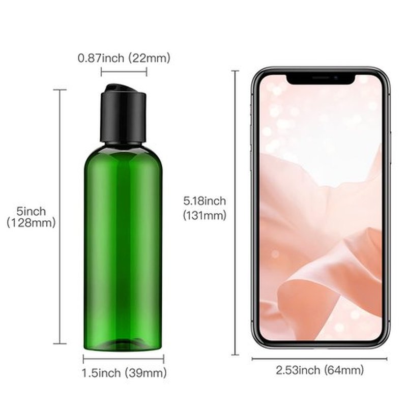 owlyee 3.4 oz Travel Bottles for Toiletries, Empty Travel Size Containers Tsa Approved, 5PCS Small Plastic Shampoo Bottles with Labels (100ml, Green)
