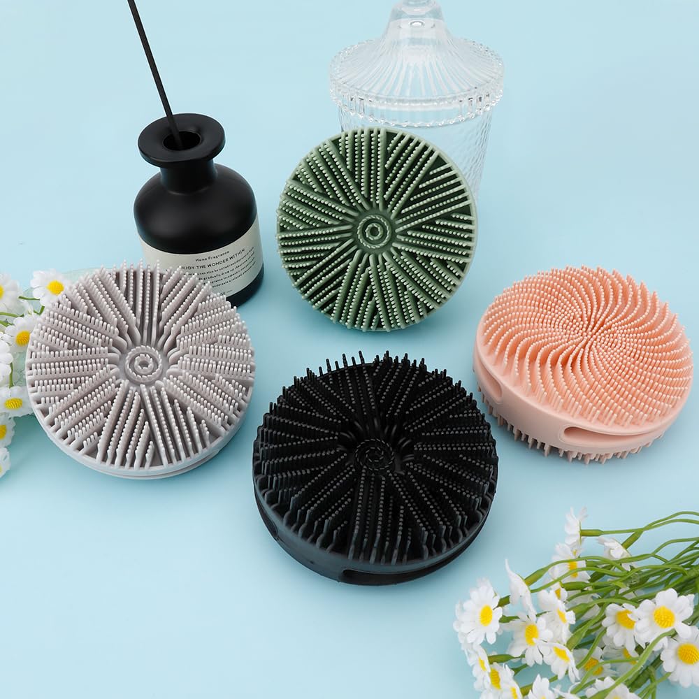 Silicone Body Scrubber, 2pcs Dual-Sided Silicone Loofah 2-in-1 Silicones Shower Scrubbers Exfoliating Body Scrubber for Women Men Soft Silicones Bath Shower Brush for All Skin Lather Well(Black&Green)