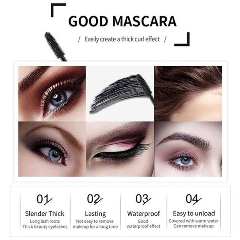 4D Silk Fiber Lash Mascara, Voluminous Fiber Mascara Waterproof & Smudge-Proof Long-Lasting 24 Hours No Flaking Longer Thicker Eyelashes, No Clumping, Extension Stays On All Day (3 Packs)