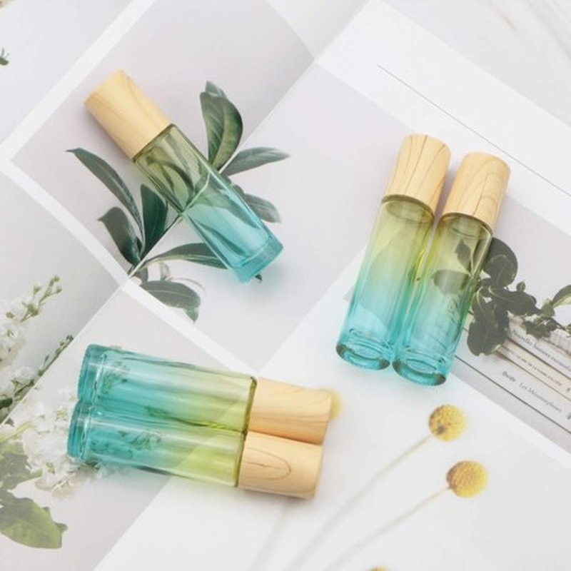 Newzoll 8 Pcs 10 ml (1/3 oz) Glass Roll on Bottles Yellow Blue Gradient Roller Bottles Vials Container for Essential Oils Perfume Lip Balms