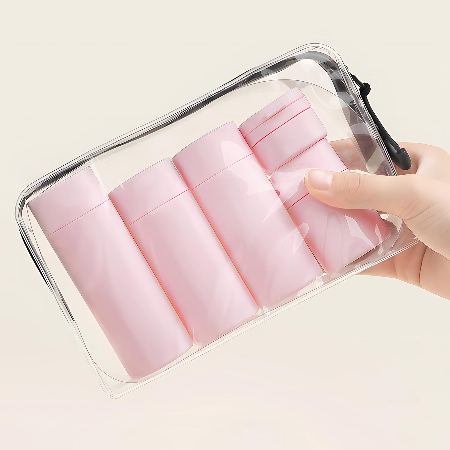 Travel Bottles for Toiletries, 5 Pack Travel Size Containers, TSA Approved Leak Proof Refillable Portable Travel Toiletry Bottles Set with Clear Toiletry Bag for Shampoo Conditioner, Lotion (Pink)