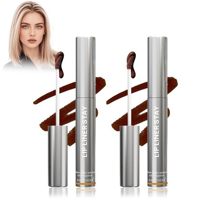 Veldoro Lip Stain, Veldoro Peelix Peel off Lip Liner Stain, Veldoro Peel off Lip Stain, Long Lasting Waterproof (Black Brown-2pcs)