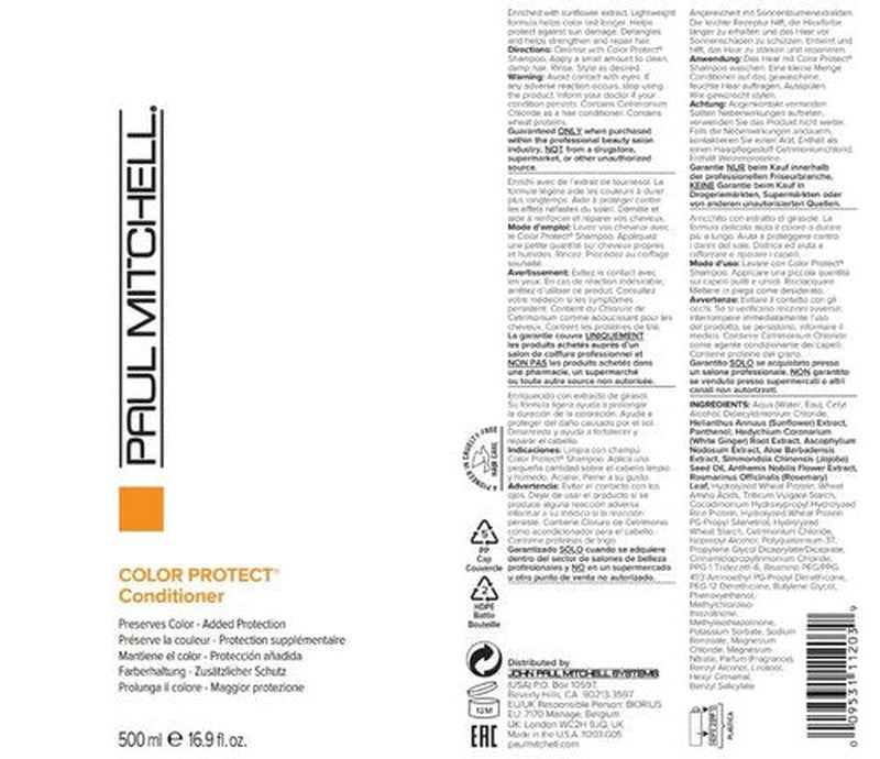Paul Mitchell Color Protect Conditioner, Adds Protection, For Color-Treated Hair