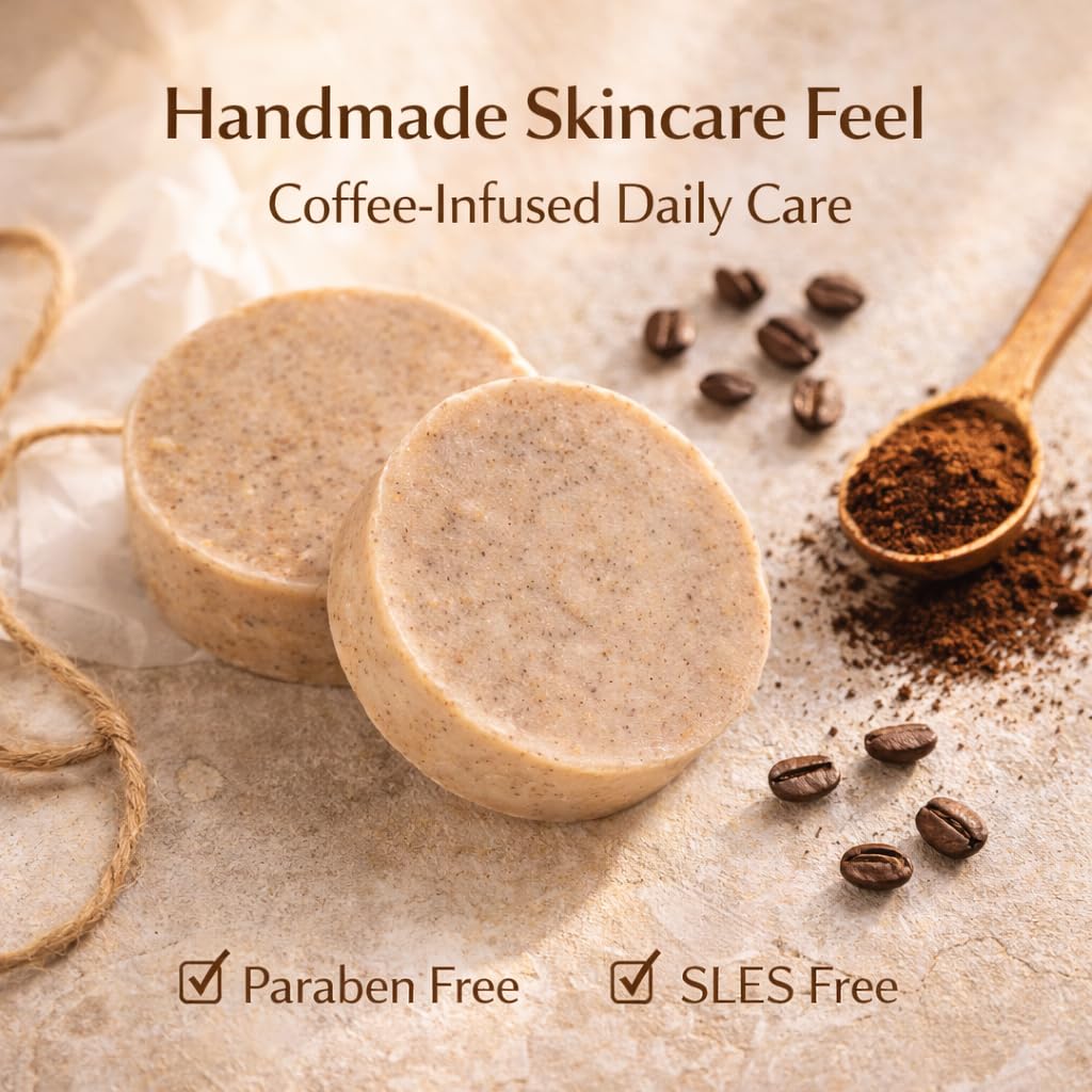 PARK & OZ Natural Coffee Soap with Real Turkish Coffee | Exfoliating Body & Face Bar | Stimulates Circulation & Energizing Coffee Aroma | Handmade Skincare (Coff, 2)