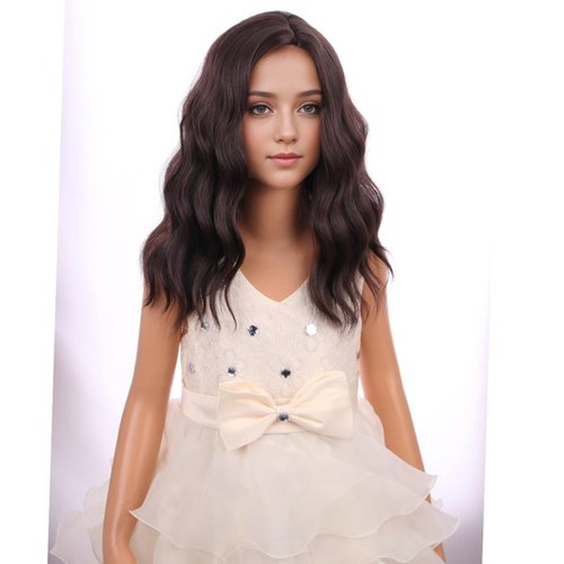 PATTNIUM Kids Dark Brown Wig Girls Short Curly Wavy Brown Wig Child Mixed Brown Wig Cosplay Party Heat Resistant Synthetic Hair Wig