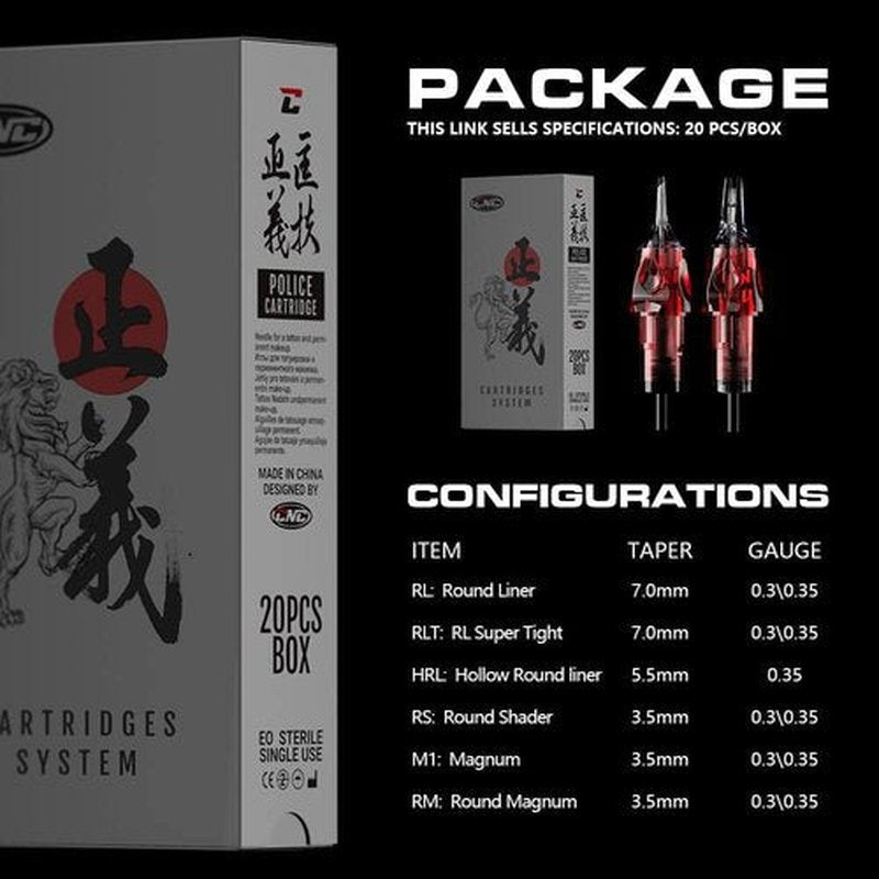 CNC 7RM Tattoo Needles Cartridge 20Pcs #10(0.30mm) Disposable Needles Round Magnum EN04-20-1007RM