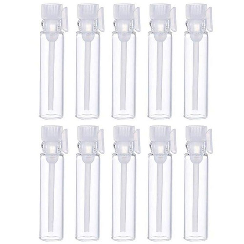 Teensery 100 Pcs Empty Perfume Sample Bottles Mini Glass Refillable Sample Vial Containers with Clear Cap for Aromatherapy, Essential Oil, Fragrance and Liquid (2ml)