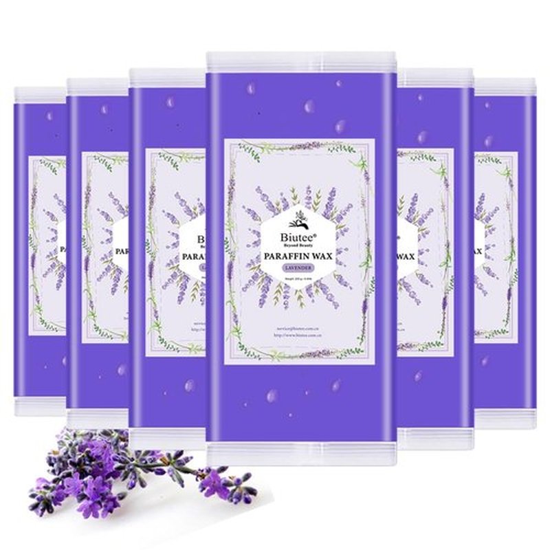 Biutee Paraffin Wax Refills 6 Pack 0.44 Pound per pack Lavender Scented Paraffin Wax Paraffin Blocks Moisturizing for Hand and Feet Low Melt Paraffin Wax