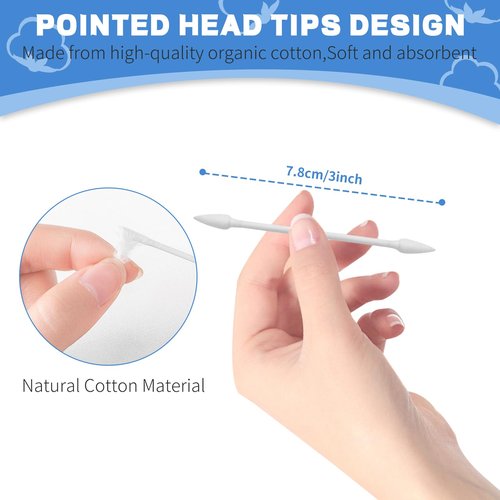 Pointed Tip Cotton Swabs, 800 Count Double Precision Tips with Paper Stick, Cotton Buds for Makeup, Personal Care, Crafts