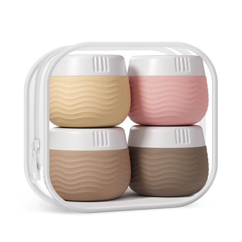 Yinke Travel Containers for Toiletries, Silicone Cream Jars, TSA Approved Travel Size Containers, Leak-proof Travel Essentials/Accessories with Lid for Cosmetic Face Body Cream(4 Pack)