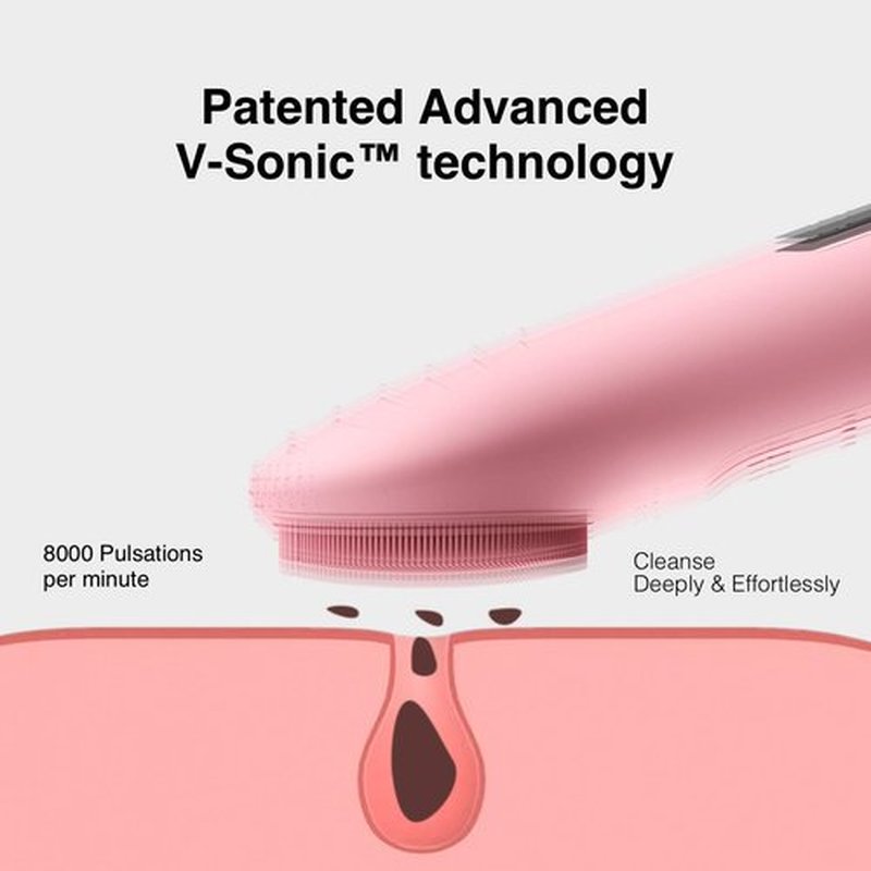 NågraCoola CLIE Facial Cleansing Brush, Waterproof and Rechargeable Electric Face Scrubber for Men & Women, Exfoliating, Massaging, and Cleansing - Pink