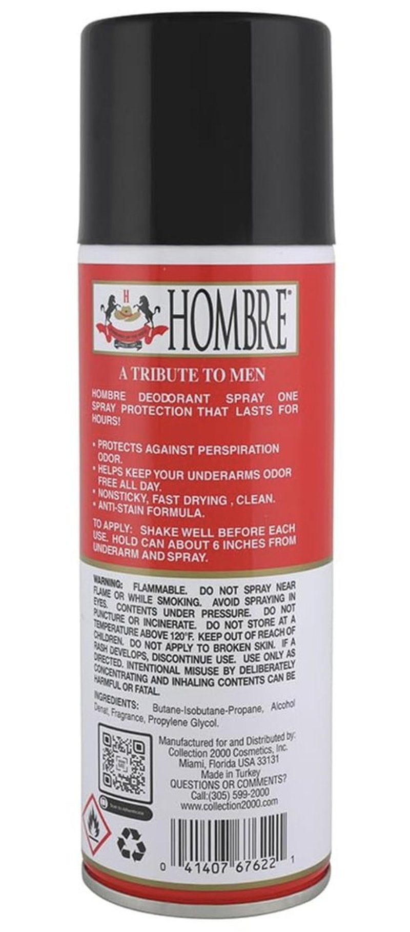 Hombre Red Deodorant Body Spray Classic for Men (3 Pack)