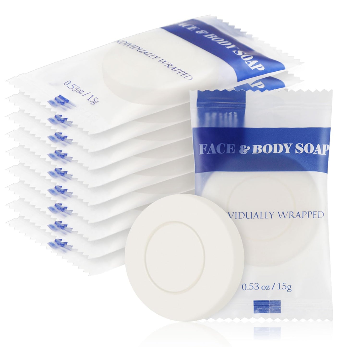 Travel Size Bar Soap in Bulk, Individually Wrapped Disposable Mini Soap for Hand Face & Body Mini Toiletries Amenities Kit Hotel, Shelter/Homeless/Nursing Home/Charity/Motel/Guest 0.53 oz (10 Pack)