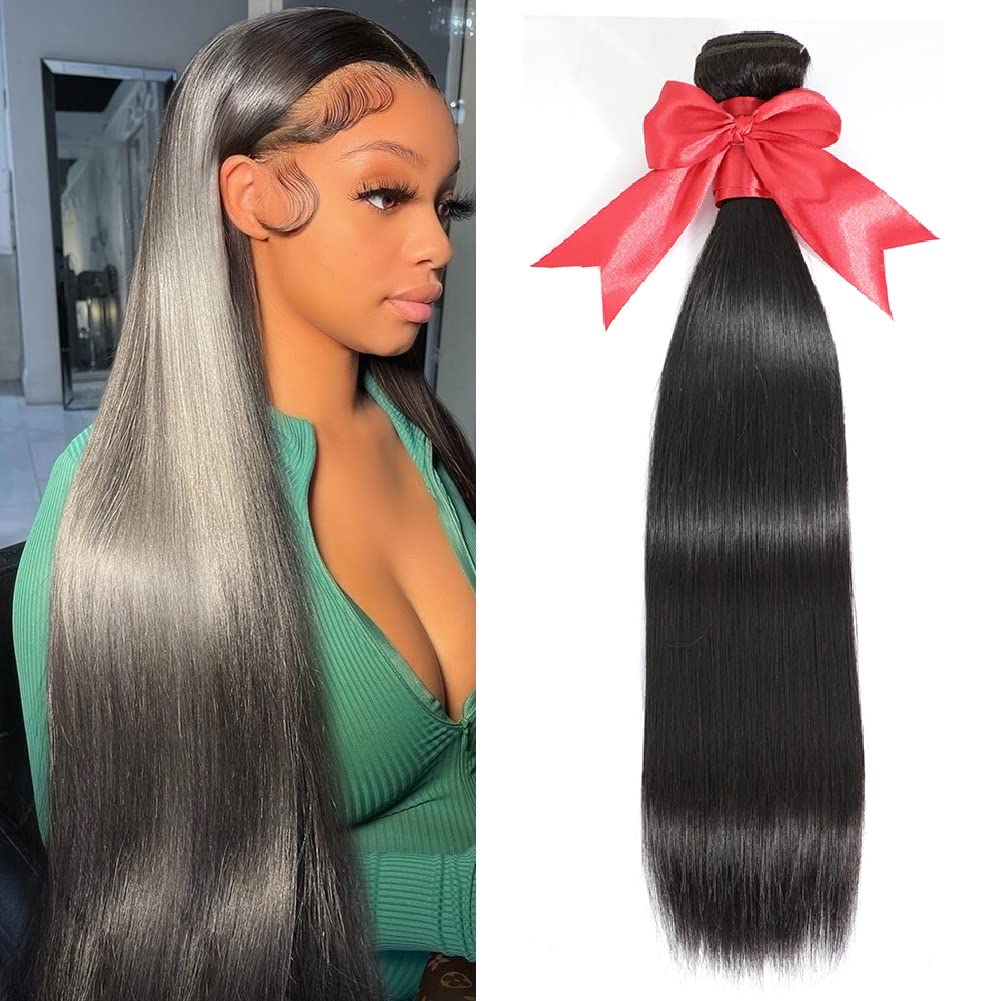 10A Brazilian Straight Hair Bundles 12 Inch Human Hair Bundles 1 Single Bundle Human Hair 100% Unprocessed Virgin Weave Bundles Human Hair Raw Remy Hair Bundles Deals Natural Black 100g