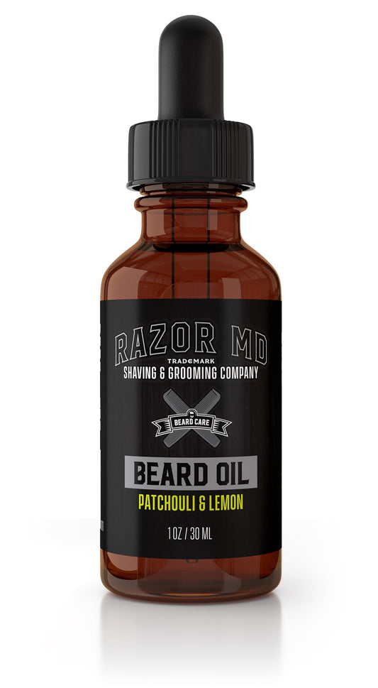 Razor MD Natural Beard Oil for Men With Lightweight Non-Greasy Absorbing Cruelty-Free Formula, Mens Shaving Oil Suitable For All Hair Types, Patchouli Lemon, 1oz