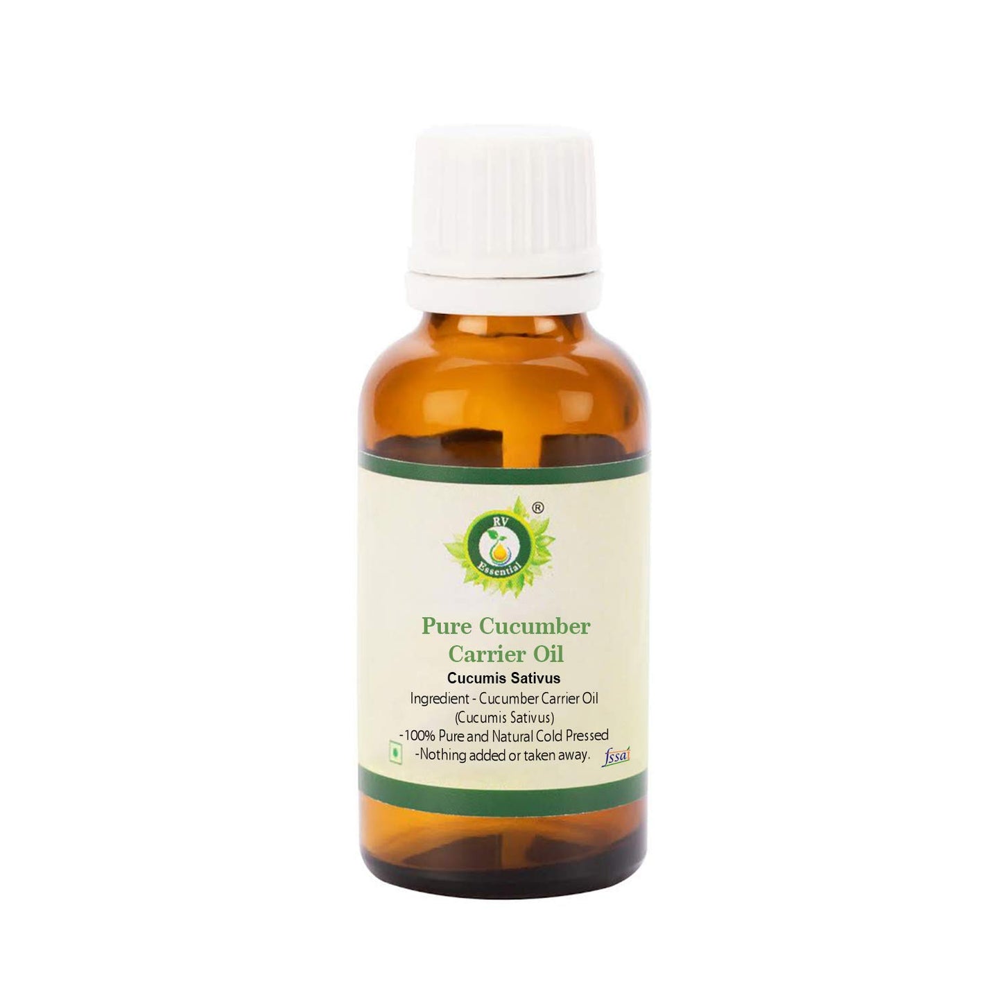 R V Essential Cucumber Oil | Cucumis Sativus | for Hair | for Body | for Skin | for Massage | for Face | for Scalp Massage | Unrefined | 100% Pure Natural | Cold Pressed | 30ml | 1.01oz