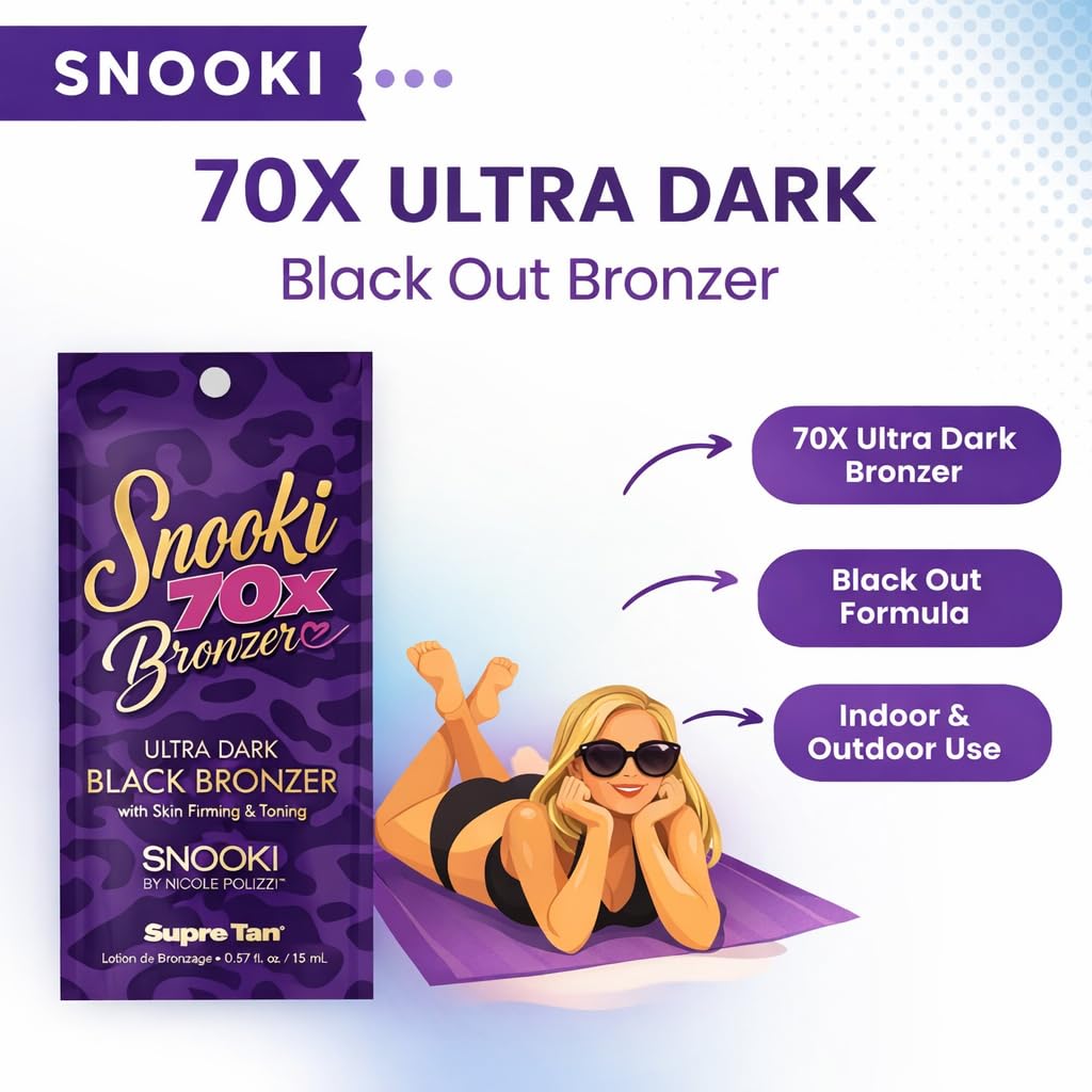 Assorted Snooki Tanning Bed Lotion (10 Packets) + Protective EYE WEAR Random Variety Mix 70X Ultra Dark, 100X Extreme Blackout, Hello Weekend, Summer in a Bottle, Bonita Tan (0.57 oz ea)
