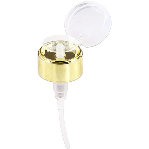 PANA 7oz. Push Down Liquid Pump Dispenser Clear Bottle with Flip Top Cap (Gold Lid, 2pcs)