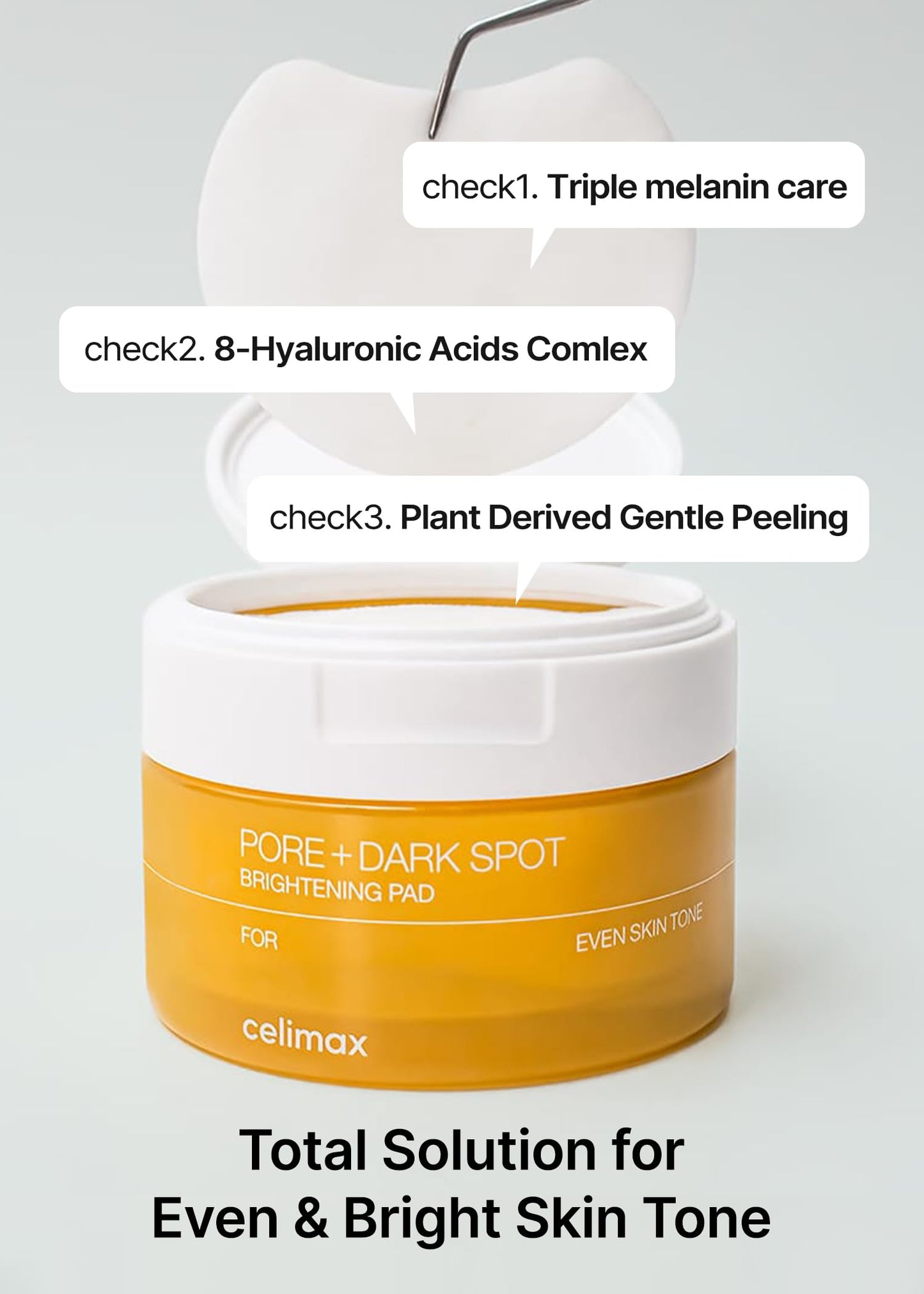 celimax Pore+Dark Spot Brightening Pad | Exfoliating Peeling Pads for Enlarged Pores, with Hyaluronic Acid, Pore Minimizer, Non-Irritating, Hydrating, For Sensitive Skin (80 pads)