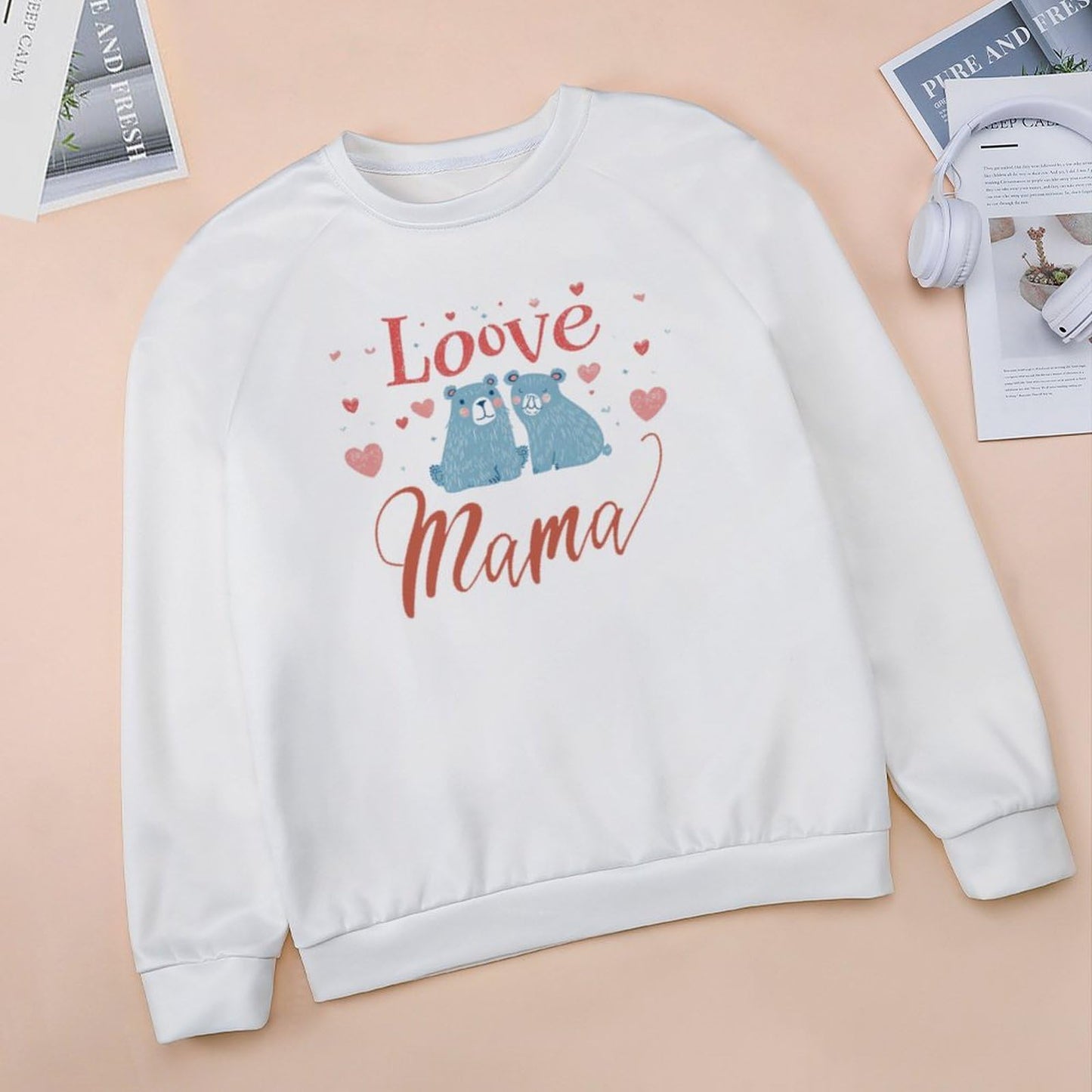 MARSVOVO Mama Sweatshirt White Bear Pattern Cute Mom Pullover Round Neck Casual Long Sleeve Linen Baggy Oversized Fall Graphic Sweatshirts For Women,XL