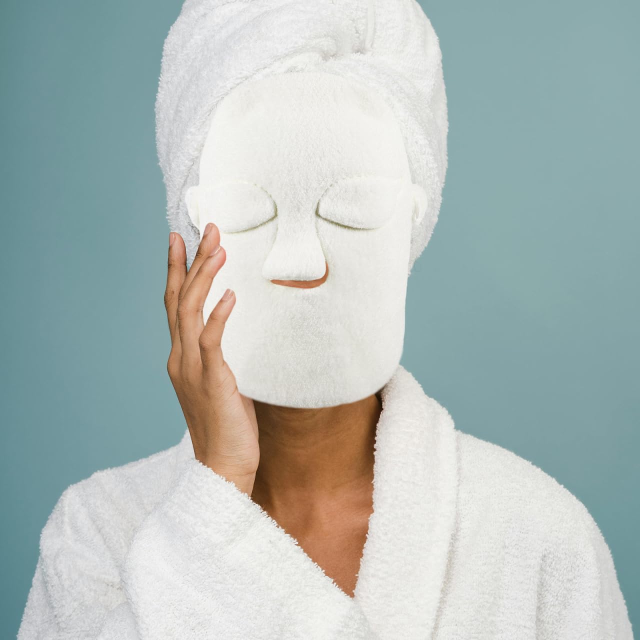 SAFIGLE Hot Cold Compress Face Towel Mask 9.05X9.05In Thickened Double-Layer Reusable Facial Steamer Towel with Secure Fit Rope for Skin Care Steam Therapy