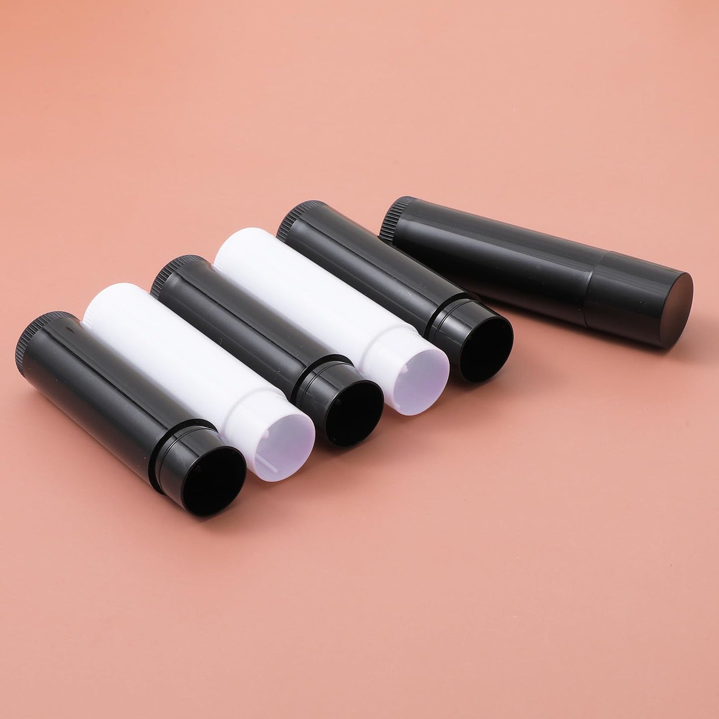 Elegaperma 30pcs Lip Balm Tubes Empty, 5.5g Rotatable Empty Lip Balm Tubes for Diy Lipsticks, Homemade Solid Perfume, Black & White
