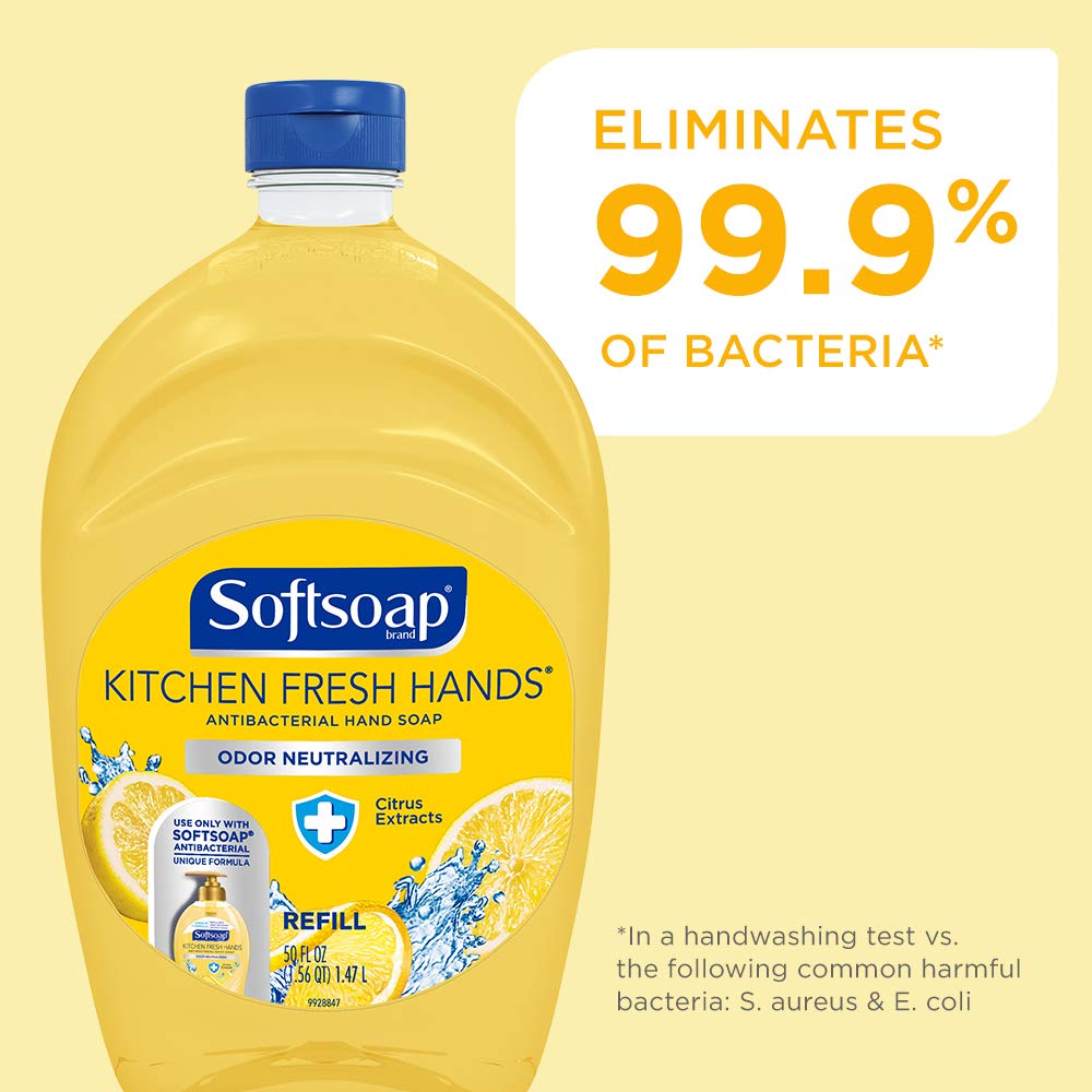 SOFTSOAP Antibacterial Liquid Hand Soap Refill, Kitchen Fresh Hands, 50 Ounce Bottle, Bathroom Soap, Bulk Soap, Moisturizing Antibacterial Hand Soap