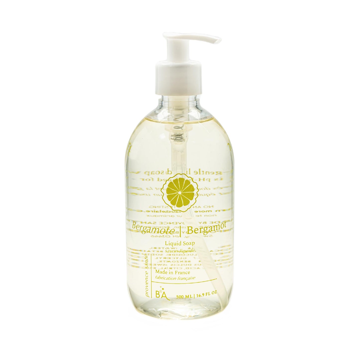 Provence Sante Natural Liquid Soap - Moisturizing Almond Oil Hand Soap with Light Citrus Bergamot Scent - Elegant Pump Dispenser for Kitchen & Bath (16.9 oz)