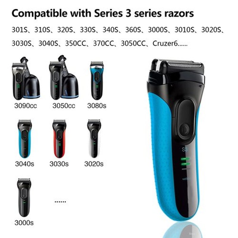 2Pack 32S Series 3 Electric Shaver Replacement Head Accessories for Braun S3 Foil & Cutter Razor Heads, Applicable for Braun S3 3040s 3010s 310s 3000s 3050cc 3080s 390cc Etc