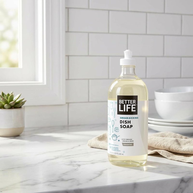 Better Life Liquid Dishwashing Soap - Unscented Kitchen Soap for Sensitive Skin | 22 Fl Oz