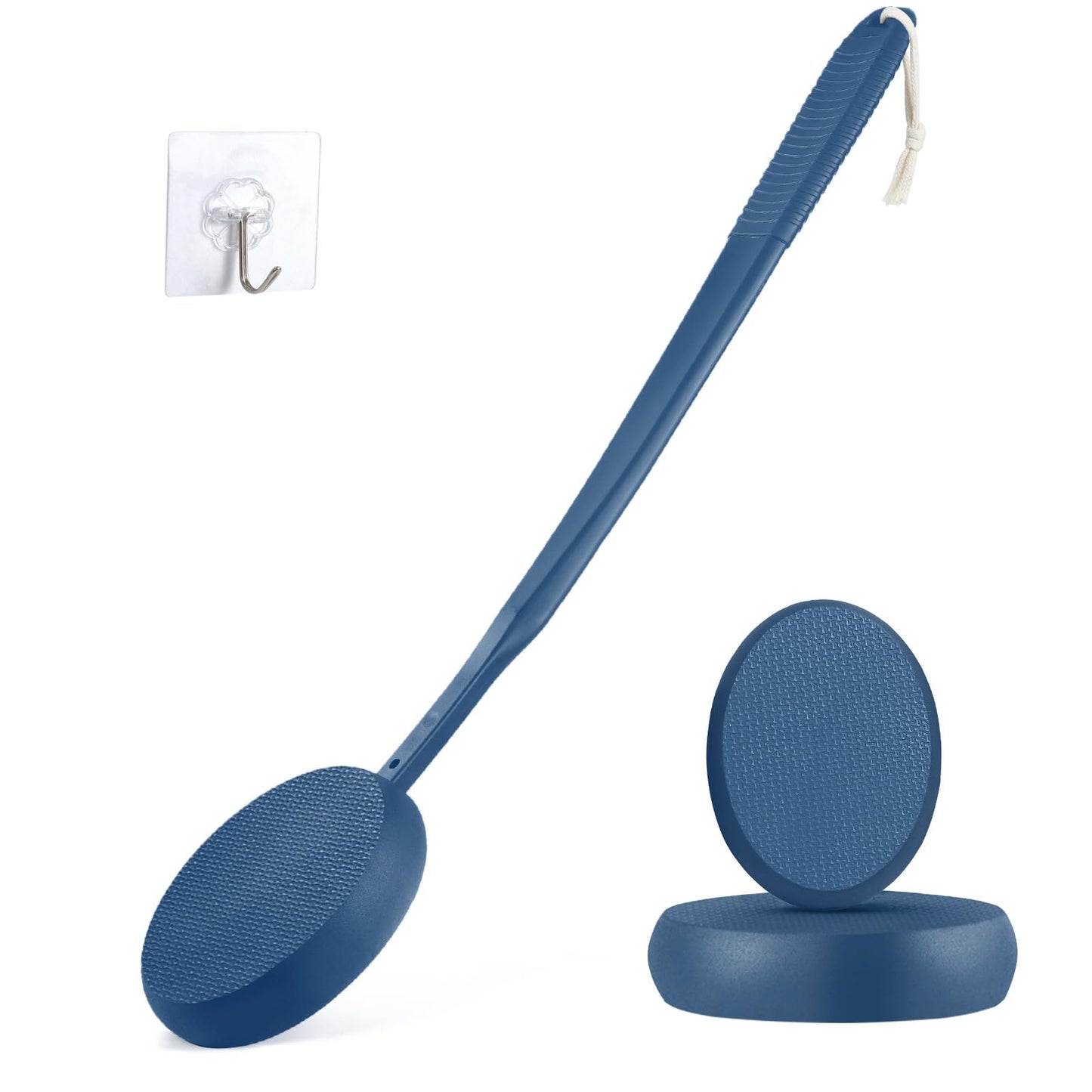 19" Lotion Applicator for Back Tanning Applicator Long Handle Back Lotion Applicator for Feet Self Tanner Back Applicator Sunscreen Applicator for Kids Women Men The Elderly (19" Drak Blue)