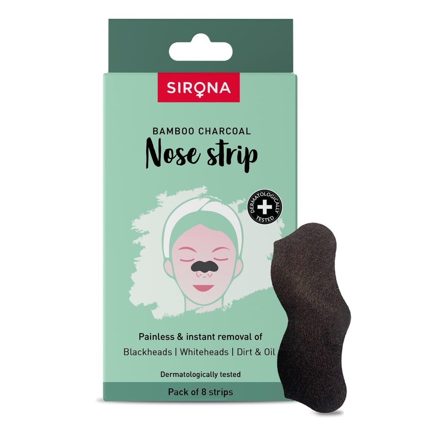 Sirona Blackhead Remover Bamboo Charcoal Nose Strips for Women – Pack of 8 | Painless & Instant Removal of Whiteheads, Blackheads, Pore Cleanser, Dirt & Oil