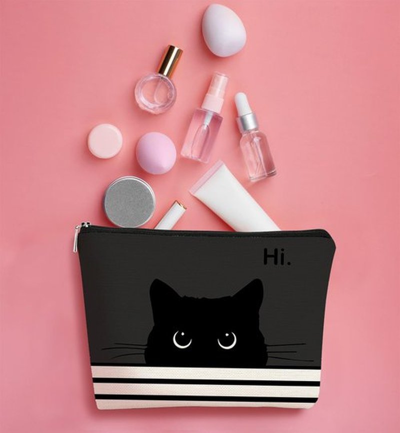 BARPERY Cat Makeup Bag,Cat Gifts，Black Cat Purse,Gifts For Cat Lovers,Small Cute Makeup Bag Cosmetic Bag For Women Teen Girls,Birthday Gift,Cat Owners Gifts,Cat Lady Gifts For Women(Black)