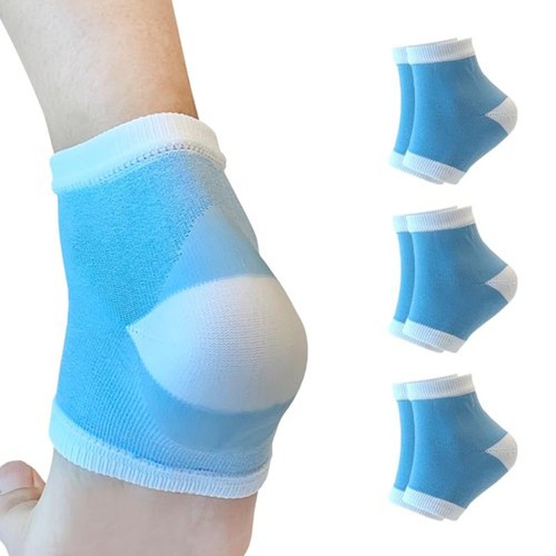 Moisturizing Gel Heel Socks to Repair Dry Cracked Heel - Soften, Soothe, and Revitalize Your Feet, for Men and Women (Blue, 3 Pairs)