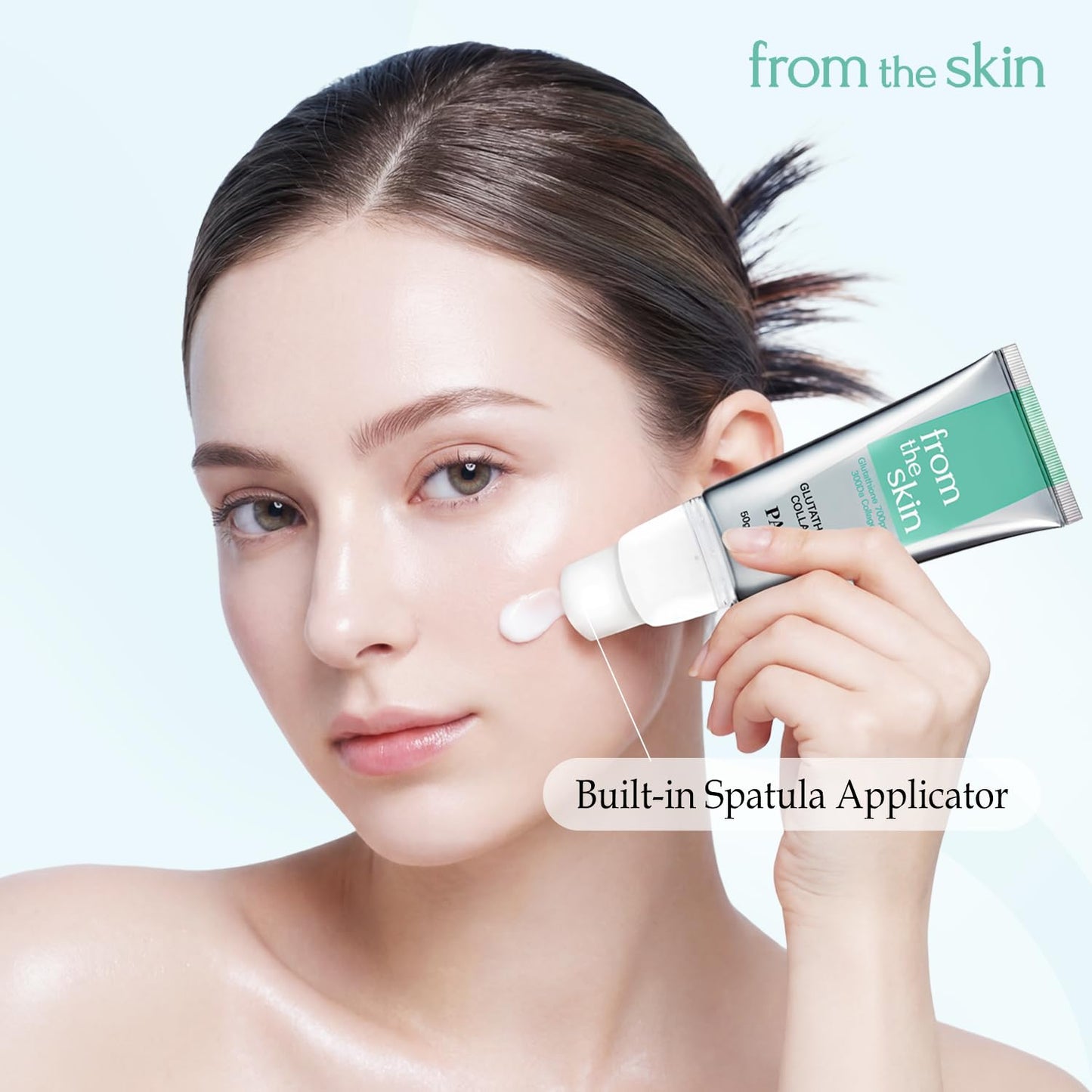 FROM THE SKIN Glutathione Collagen Peel Off Mask - Anti Aging Korean Face Mask, Face Lift, Radiance Boost, Reduces Wrinkles - Built-in Silicone Spatula, 700ppm Glutathione & 300 Da Collagen, 1.76 oz.