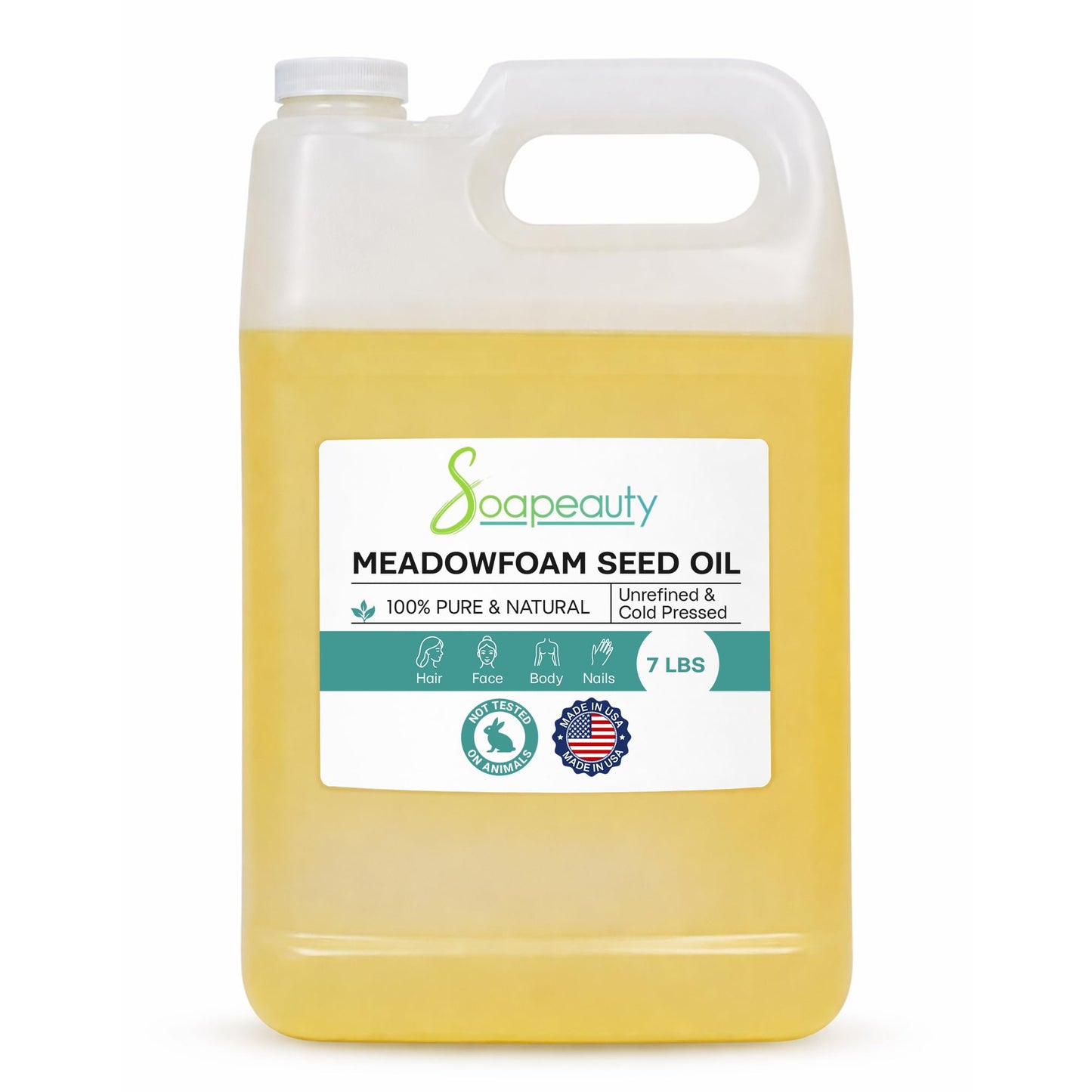 Soapeauty MEADOWFOAM SEED OIL Cold Pressed Unrefined | 100% Pure Natural Meadowfoam Seed Oil for Face & Hair | Moisturizer for Skin, Promotes Hair Growth, Balms | 7 lbs