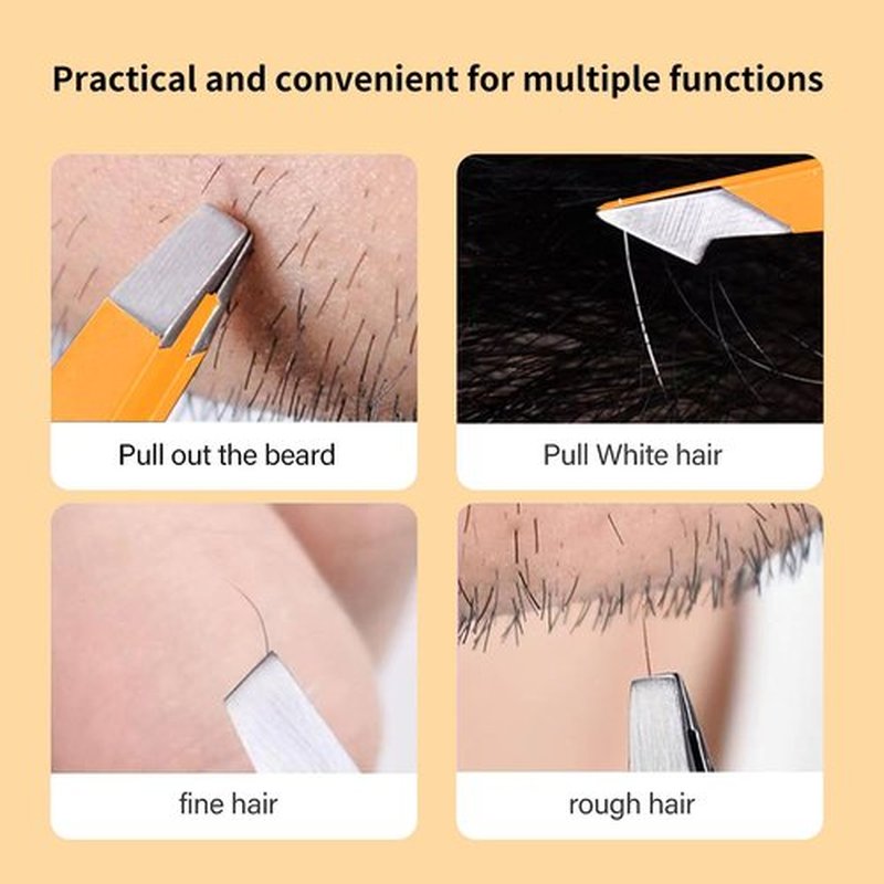 Tweezers Set, High Precision Stainless Steel Eyebrow Tweezers for Facial Hair, Inward Growing Hair and Splinter Remover Kit, Travel Essentials, Suitable for Women and Men, 4-Piece Set(Orange)