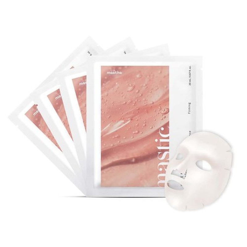 MASTINA White Mastic Face Mask (Collagen Volume, 4 pc) - Premium Korean Skin Care for Skin Elasticity & Radiance. Rough, Sagging Skin. White Mastic, Hyaluronic Acid