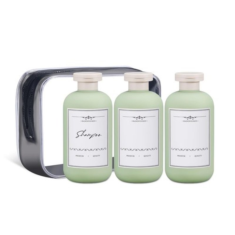 10 oz Travel Refillable Shampoo and Conditioner Bottles, Travel Bottles for Toiletries, Plastic Squeeze Bottles with Flip Cap for Lotion, Liquids (3Pcs)