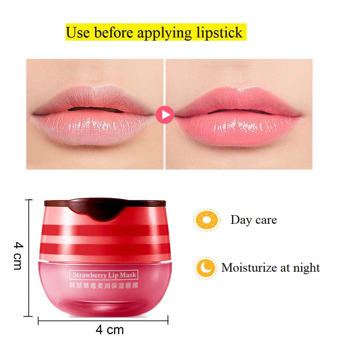 2 Pcs Bee Lip Balm Honey Pot, Honey & Strawberry Lip Mask Propolis