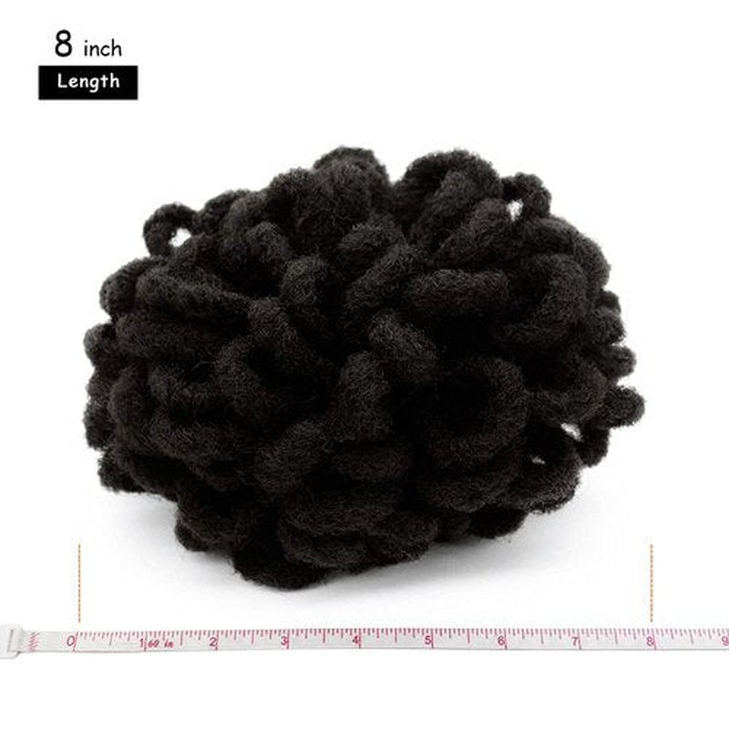 Dreadlocks Bun Afro Puff Drawstring Ponytail Hair Chignon Nu Locs Braids Buns Hairpiece Synthetic Clip in Hair Extensions for Black Women(2#)